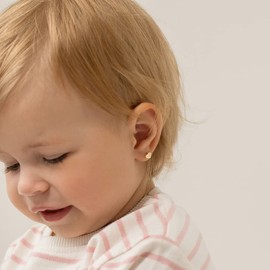 14k Yellow Gold Polished Heart Shaped Screwback Earrings With Clear Cubic Zirconia Stones For Toddlers and Little Girls - Heart Themed Jewelry for Little Girls with Sensitive Ears