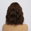 SIMKAYLEE Wavy Dark Brown Short Bob Wig with Fringe Brown