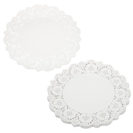 sourcing map 150pcs Lace Paper Doilies 12 Inch White Round Disposable Decorative Paper Placemats Hollow Flower Absorbing Papers for Cakes Desserts Food Decoration Wedding Birthday