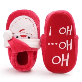 HsdsBebe Baby Boys Girls Christmas Red Shoes Cotton Infant Soft Sole Anti-Slip Christmas Slippers Moccasins Toddler Stay on House Crib Shoes