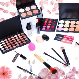 MIRAURA Kit Maquillaje Completo para Mujer Todo en Uno Paleta de Sombras de Ojos, Brillo Labial, Rubor, Base, Lápiz de Cejas y Brochas, Estuche de Maquillaje - Principiantes y Expertas en Belleza