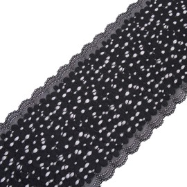 5 Yards Forget-me-not Floral Lace Ribbon Stretchy Embroidered Tulle Lace Trimming Fabric Width 18cm for Hair Accessories Sewing Crafts Wedding Party Decorations(Black)