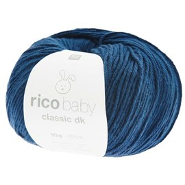 Rico Baby Classic dk Baby Wool Soft and Easy Care for Knitting or Crocheting, 50% Polyamide, 50% Polyacrylic, 50 g 165 m, Needle Size 3.5-4 mm (036 Jeans)