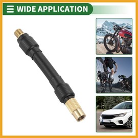 Partuto Universal Tire Inflator Extension Tube Air Pump Extend Hose Adapter Tire Valve 4.72inch M8x0.8 10mm OD Durable Rubber Gold Tone Connector Replacement