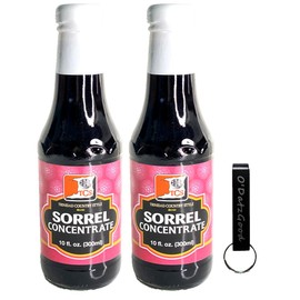 Sorrel (Hibiscus) Concentrate Syrup by TCS Pack of 2 Sealed with O Datz Good Packaging and Keychain Bottle Opener