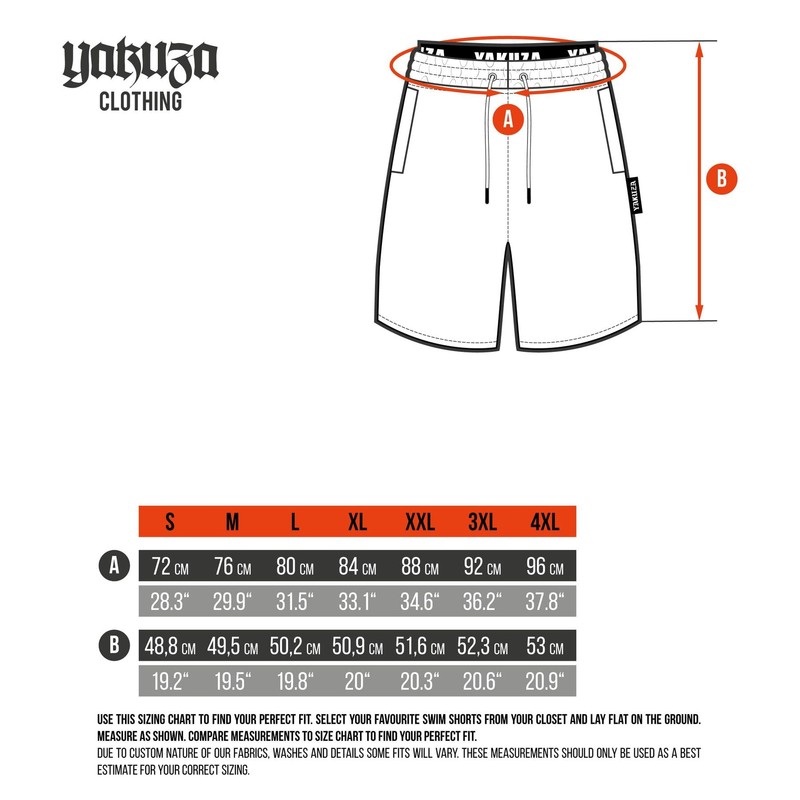 Yakuza Men's Horned FU Swim Shorts, White, 3 XL
