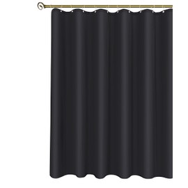 Biscaynebay Hotel Quality Fabric Shower Curtain Liner, Water Resistant Bathroom Curtains, Rust Resistant Grommets Top Weighted Bottom Machine Washable, Black 72 Inch by 72 Inch