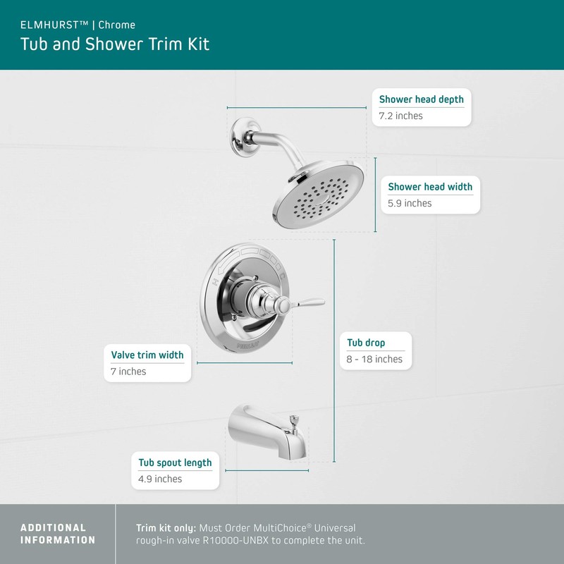 Peerless PTT14465 Elmhurst shower trim kit Tub & Shower, With