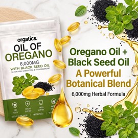 of Oregano 6,000mg with Black Seed Oil, Organics Oregano Capsules with Carvacrol, Natural Herbal Supplement for Immune Health, Digestive Balance & Daily Wellness (1Pc)