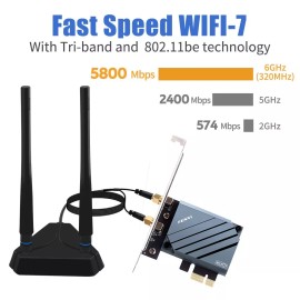 FENVI PCI-E WiFi 7 Adapter QCNCM865 Gaming Wireless Bluetooth Card for Win 11 PC