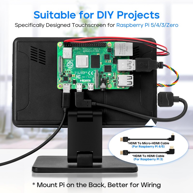 ROADOM Touch Screen Monitor with Case, 7’’ Raspberry Pi Screen,