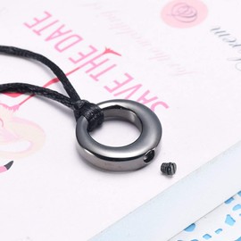 Circle of Life Cremation Jewelry Stainless Steel Memorial Urn Keepsake Necklace(Gun)