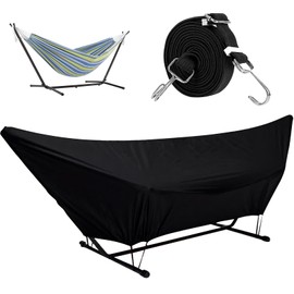 DSWCKNVK Hammock Cover Waterproof，420D Heavy Duty Oxford Cover with Elastic Ropes and Fastening Tape,for 10-15FT Hammock Stand (59 * 177 * 39in,Black)