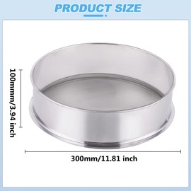 YUCHENGTECH 30 Mesh Sieve Stainless Steel Sieve for Electric Vibration Sieve Diameter 300 mm Height 100 m Multifunctional Sieve for Powder/Granulate Sieving