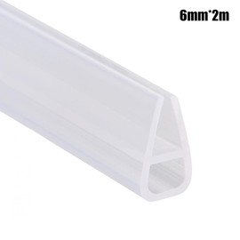 Shower Seal, Glass Seal, Glass Door Seal for Bathroom Doors, U-shaped, Transparent, 200 cm, for Shower Screens and Other Glass Parts Between 10 mm Thick Glass (for 6 mm Glass Thickness)