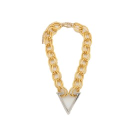 Women Fashion Necklace Gold Metal Chain Links Silver Triangle Pendant Geometric