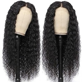 AiPliantfis Water Wave Human Hair Wig 13 x 4 Real Hair Wig Women's Glueless Human Hair with Natural Hairline Free Part Bleached Knot Brazilian Remy Hair 24 Inches (61 cm)