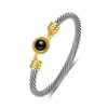 HANTNOOL Cable Bracelets for Women Two Tone Cuff Bangle with