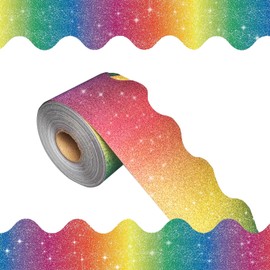 65Feet Rainbow Bulletin Board Borders, Shine Scalloped Borders Bulletin Board Border Decorative,Trim Poster Borders Classroom Decoration for School, Classroom Decoration Strips (Rainbow)