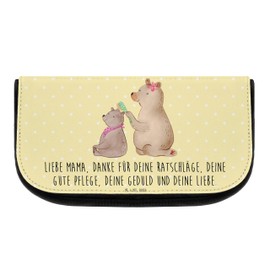 Mr. & Mrs. Panda Cosmetic Bag Bear with Child, yellow, Hand Drawn