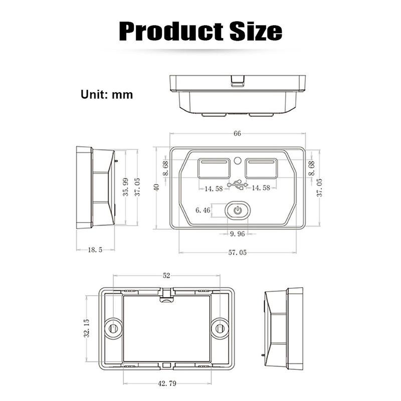 Car USB Socket with Cap, Dual Port Quick USB Charge