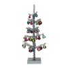 Creative Co-Op Tinsel Tree with Glass Ornaments and Wood Base,
