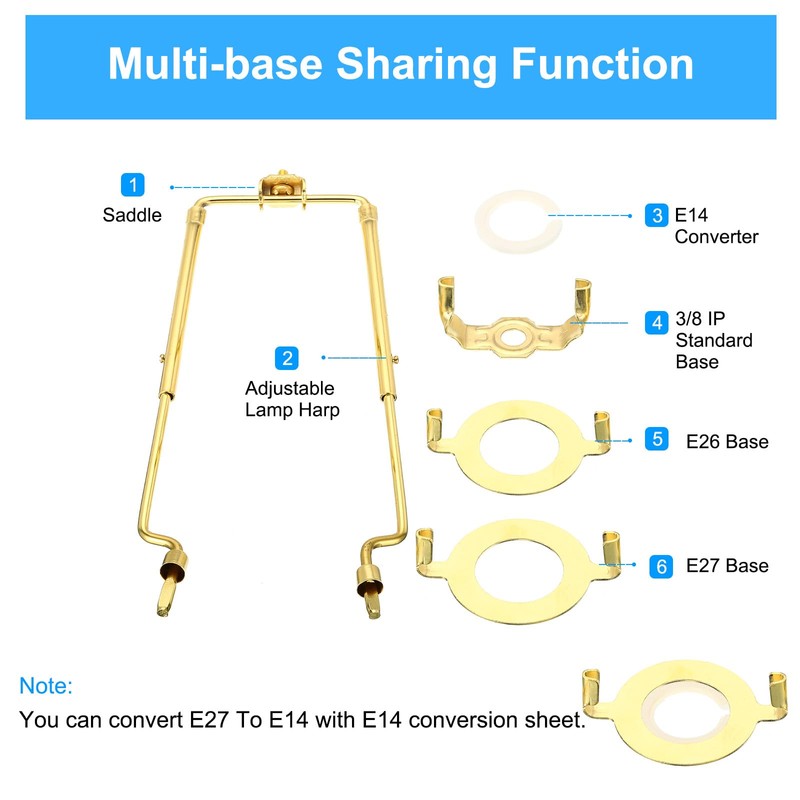 PATIKIL 8 9 10 11 Inch Lamp Harp Kit with