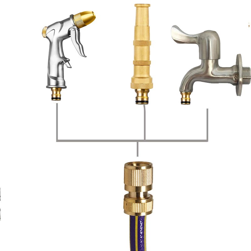 SHOWNEW Garden Hose Quick Connectors, Solid Brass 3/4 inch GHT