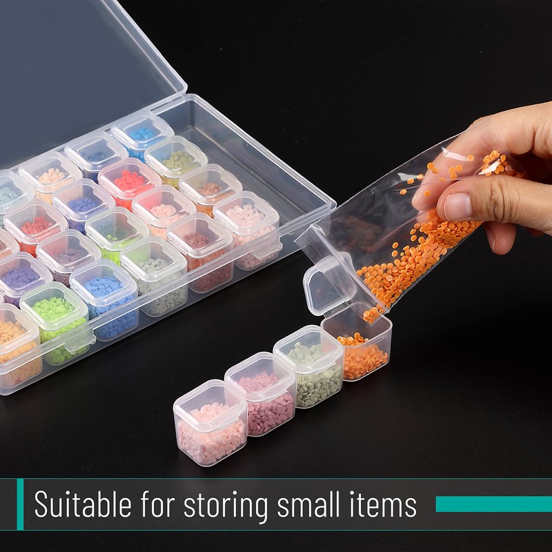 Mr. Pen- Diamond Painting Bead Storage Containers, 28 Grids, 2 Pack, Includes 160pcs Label Stickers, Diamond Art Bead Boxorganizer