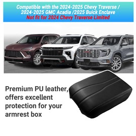 Sinminou Center Console Armrest Cover Compatible with2024-2025 Chevy Traverse/2024-2025 GMC Acadia/2025 Buick Enclave Interior Accessories, Leather Middle Console Lid Pad Protector （Grey Lines）