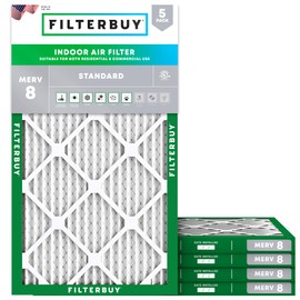 Filterbuy 18x30x1 Air Filter MERV 8 Dust Defense (5-Pack), Pleated HVAC AC Furnace Air Filters Replacement (Actual Size: 17.75 x 29.75 x 0.75 Inches)
