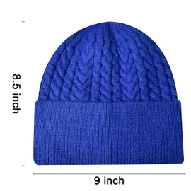 HiRui - Gorro de punto para hombres y mujeres, gorras de invierno, gorras cálidas, clásicas, holgadas, Azul, Talla única
