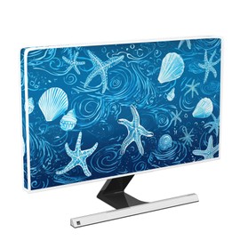 Baocicco Blue Starfish Shell Waterproof Computer Monitor Cover 22, 23, 24, 25 Inch Panel Case Marine Computer Monitor Covers Sleeve Compatible with PC Desktop and TV Anti-Static Dustproof Protective