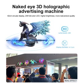 3D Hologram Projector Fan, 16.3 Inch Hologram Fan, WiFi Projector, 244 LEDs, 1024 x 640 Resolution, Wi-Fi, Holographic Advertising Display, Support Phone App, PC