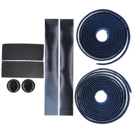 Road Bike Breathable Handlebar Tapes Bicycle AntiSlip Handle Grip Wraps with Bar Plugs(Black Blue )