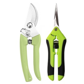 Gardening Scissor 2 Set with Sharp Stainless Steel Blade Garden Shears for Cutting Flowers Trimming Plants of Yard Florist Flower Rose Herb Hedge Bonsai and Fruits Picking