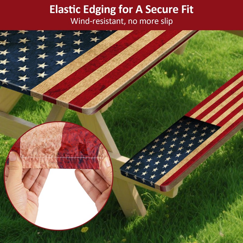 KENOBEE Picnic Table Cover with Bench Covers 8FT 3PCS, Camping