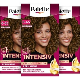 Palette Intensive Creme Colouration 6-65/645 Honey Brown (3 x 115 ml), Permanent Hair Colour for Bright, Long-Lasting Colour Brilliance and 100% Grey Coverage