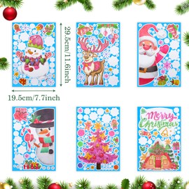 Christmas Decorations Window Clings, Pink Window Decorations Stickers for Glass Xmas Decals Decorations, Santa Claus Reindeer Snowman Decals for Home Office School Party Decorations