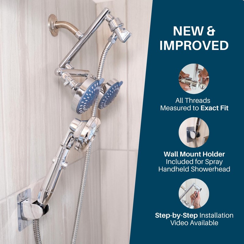Shower with Power High Pressure Double Shower Heads with Handheld