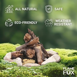 Flamefox Wood Wool Fire Starters 50pcs - Quick Lighting, Easy Ignition, Long & Clean Burning - Natural Fire Starter for Fireplace, Wood Stove, Smoker, Pizza Oven, BBQ, Camping