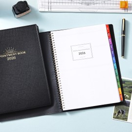 2026 Appointment Book & Planner - 2026 Daily Hourly Planner, 8.5" x 11", Jan 2026 - Dec 2026, 2026 Weekly Appointment Book, Planners with Colorful Tabs, Leather Cover, 15-Minute Interval - Black