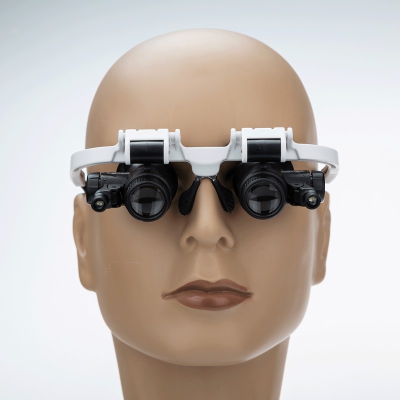 Loupe Magnifier Glasses Head Mount with LED Light Adjustable Glasses