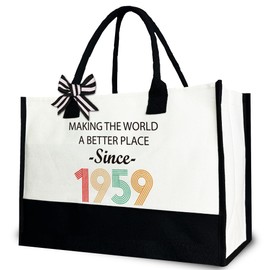 Making the World a Better Place Since 1959 Birthday Tote Bag, 66 Year Old Birthday Canvas Tote Bag Gift for 66th Women, Grandma, Mother, Friend, Wife, 12x17 inch