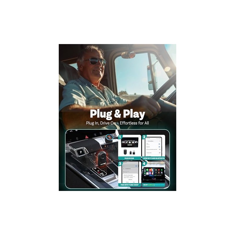 OTTOCAST Mini 2025 Adaptador automatico inalámbrico CarPlay/Android 2 en 1,WiFi