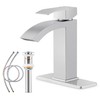 Bathroom Sink Faucet, Herogo Brushed Nickel Stainless Steel Waterfall Bathroom