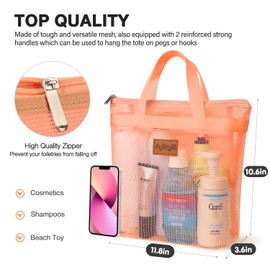 1 Pcs Shower Mesh Caddy Bag Quick Dry Hanging Toiletry and Bath Organizer for Travel and Swimming with Zipper (Coral powder)