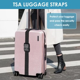 Travel Inspira Luggage Strap with TSA Combination Lock - Adjustable, Easy to Use, Protect Your Luggage, Black