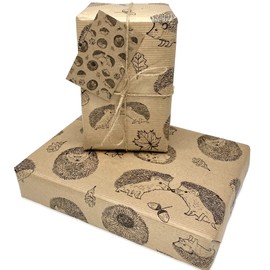 Hedgehog Wrapping Paper. Hedgehog Kraft Wrap. 2 Sheet 2 Tag Hedgehog Wrap Hedgehogs Wrap