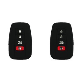 SEGADEN 2 Pcs Silicone Cover Protector Case Holder Skin Jacket Compatible with Toyota Camry RAV4 Corolla Avalon 4 Button Smart Remote Key Fob 3+1 BTN CV4426 Black & Black